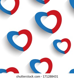 Paper hearts seamless background, vector illustration for your design, eps10.