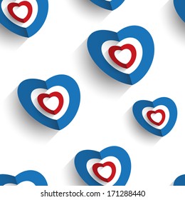 Paper hearts seamless background, vector illustration for your design, eps10.