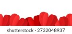Paper hearts seamless border. Vector frame isolated on white background.