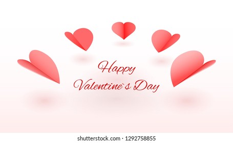 Paper hearts with shadow for design in Valentines Day