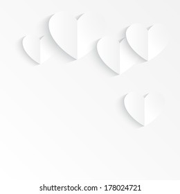 Paper hearts with shadows on white.Vector.