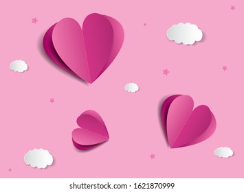 paper hearts Valentines day card