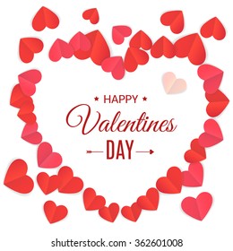 Paper hearts. Valentine's day card concept. Vector illustration