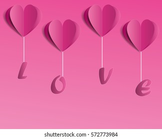 paper hearts Valentines day card