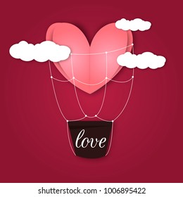 Paper hearts Valentines day vector love art card origami style romantic holiday background romance creative illustration. Valentine wedding beautiful banner.