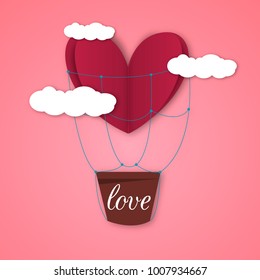 Paper hearts Valentines day vector love art card origami style romantic holiday background romance creative illustration. Valentine wedding beautiful banner.