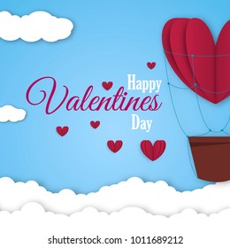 Paper hearts Valentines day vector love art card origami style romantic holiday background romance creative illustration. Valentine wedding beautiful banner.
