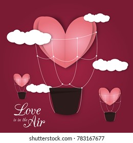 Paper hearts Valentines day vector love cut out art card origami style romantic holiday background romance creative illustration. Valentine day heart wedding beautiful banner.