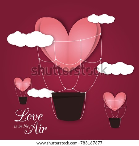 Paper hearts Valentines day vector love cut out art card origami style romantic holiday background romance creative illustration. Valentine day heart wedding beautiful banner.