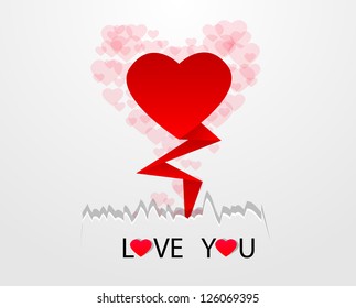 paper hearts. Vector card with place for text.