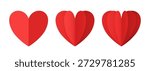 Paper hearts. Vector clip art isolated on white background.