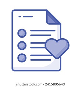 Paper with heath denoting concept icon of wishlist, ready for premium download