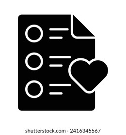 Paper with heath denoting concept icon of wishlist, ready for premium download