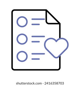Paper with heath denoting concept icon of wishlist, ready for premium download