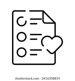 Paper with heath denoting concept icon of wishlist, ready for premium download