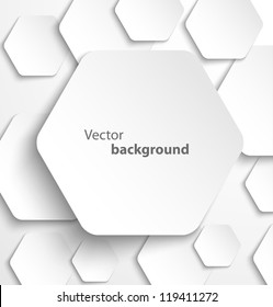 Paper hexagon banner with drop shadows. Vector illustration