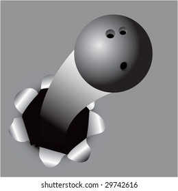paper hole popping out bowling ball