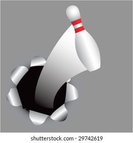 paper hole popping out bowling pin