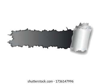 Paper hole. Realistic vector torn paper with ripped edges. Twisted piece of paper