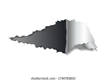 Paper hole. Realistic vector torn paper with ripped edges. Twisted piece of paper