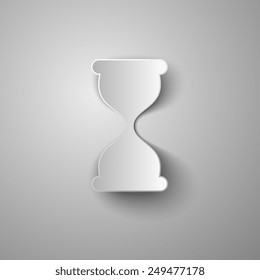 Paper hourglass icon, isolated vector illustration on a gray background. Design for stickers, logo, web and mobile app.