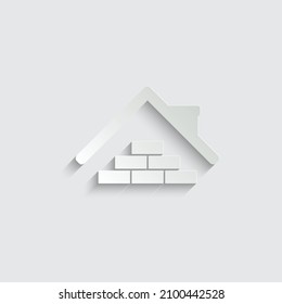 Paper House Building Icon, Home Build Icon Vector House Repair Sign