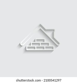 Paper House Building Icon, Home Build Icon Vector House Repair Sign