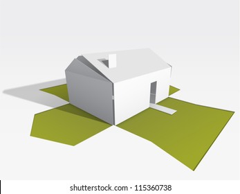 Paper house cut from base