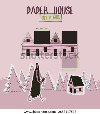 paper house for cutting and gluing