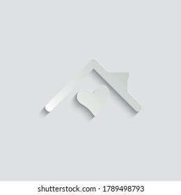 paper House with heart icon. Home love icon. Family happiness icon
