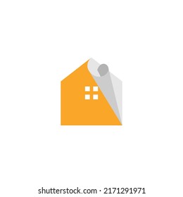 Paper house logo design template vector illustration