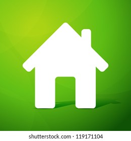Paper house on green background. Vector illustration.
