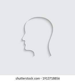 Paper Human Head Profile Icon - Vector  