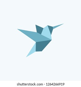Paper hummingbird icon vector