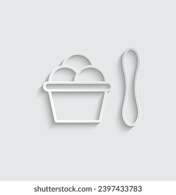 helado de papel en un icono vectorial de tapa de papel