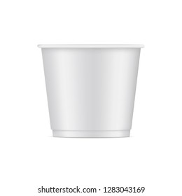 Paper ice cream cup mockup isolated on white background. Vector illustration