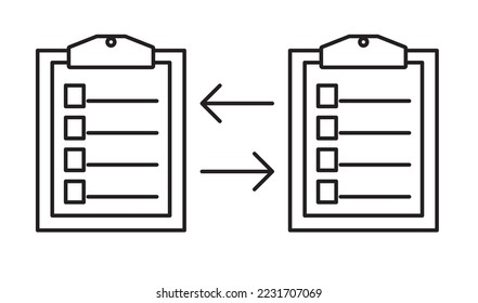 Icono de papel en 2D e imagen en blanco y negro. Documento de negocios.