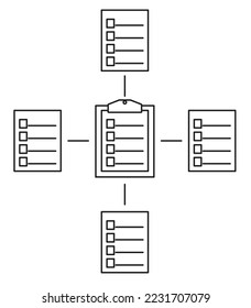 Paper icon in 2D and black and white image. Business paper.