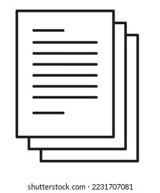Paper icon in 2D and black and white image. Business paper.