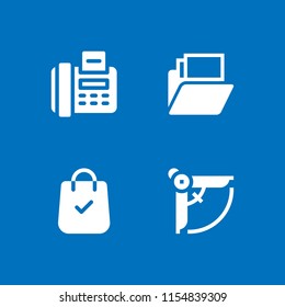 paper icon. 4 paper set with compass, document, fax and shopping bag vector icons for web and mobile app