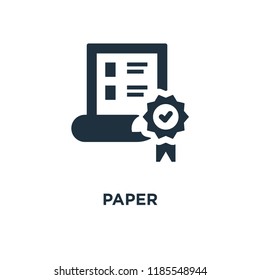 Paper icon. Black filled vector illustration. Paper symbol on white background. Can be used in web and mobile.