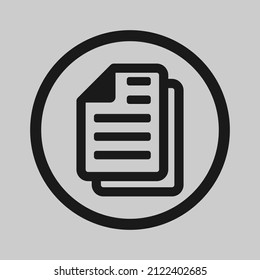 Paper icon with circle vector design template on grey background. Document icon with circle.
