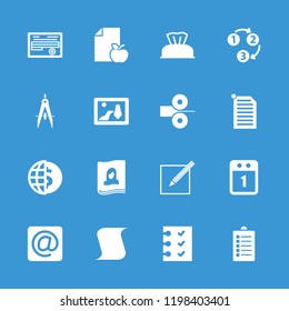 Paper icon. collection of 16 paper filled icons such as baby napkin, picture, document, checklist, 1 2 3, 1st day calendar. editable paper icons for web and mobile.