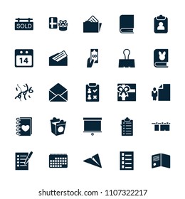 Paper icon. collection of 25 paper filled icons such as document, gift, take away food, envelope, document in folder, letter. editable paper icons for web and mobile.