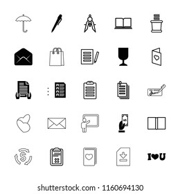 Paper icon. collection of 25 paper filled and outline icons such as payment, pen, towels, compass, document, book, check list. editable paper icons for web and mobile.