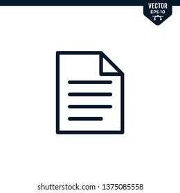 Paper icon collection in outlined or line art style, editable stroke vector