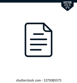 Paper icon collection in outlined or line art style, editable stroke vector