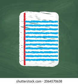 Paper Icon design, colorful chalk. Draw a picture on the blackboard.