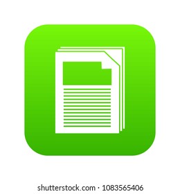 Paper icon green vector isolated on white background