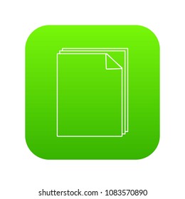 Paper icon green vector isolated on white background